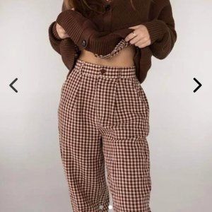 Kindly Her crashing waves gingham linen pants size M